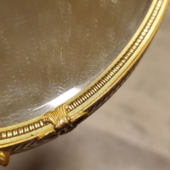 RARE Vintage Brass Beveled Hand Mirror&Brush - Picture 7 of 16